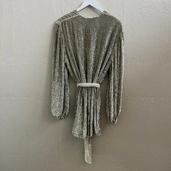 NEW $635 Retrofete Gabrielle Robe Dress Silver Sequin - Picture 8 of 10